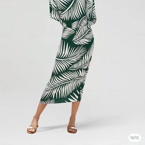 Ador brand Green and White Leaf Print Maxi Dress NWT